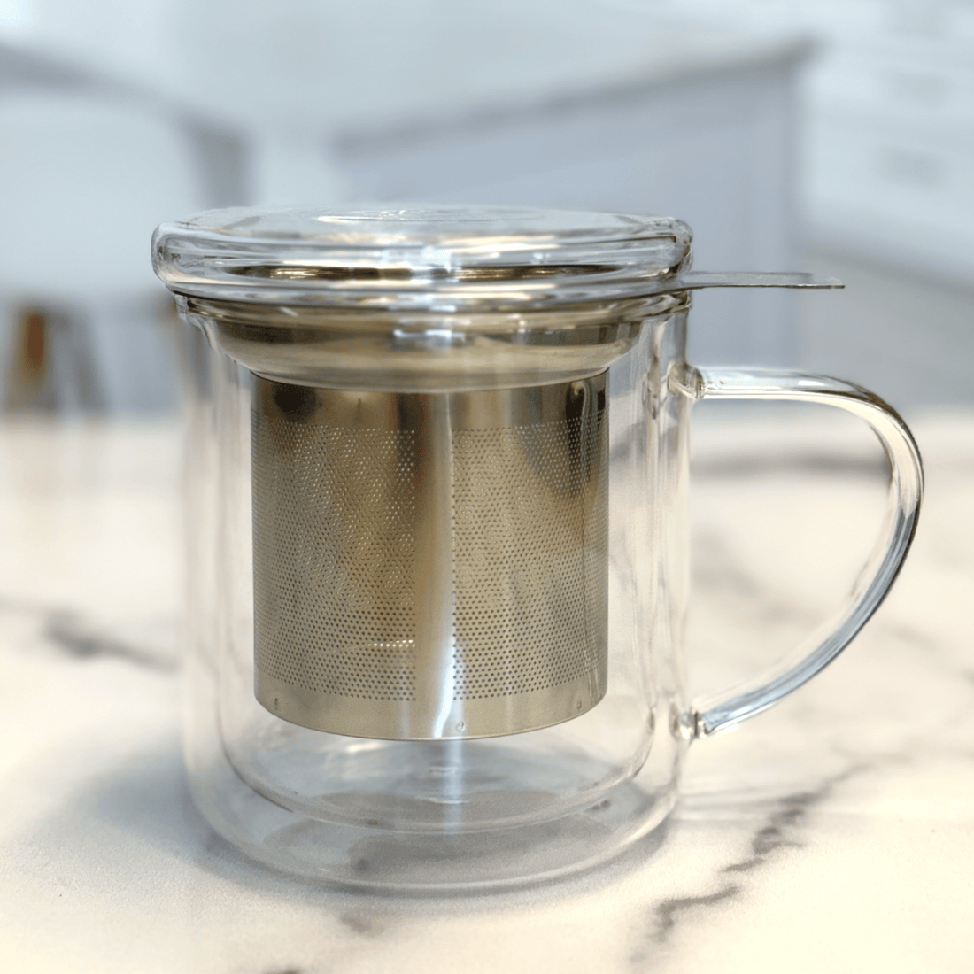 Teabloom Glass Tea Infuser Mug with Glass Lid - Loose Leaf Tea Market